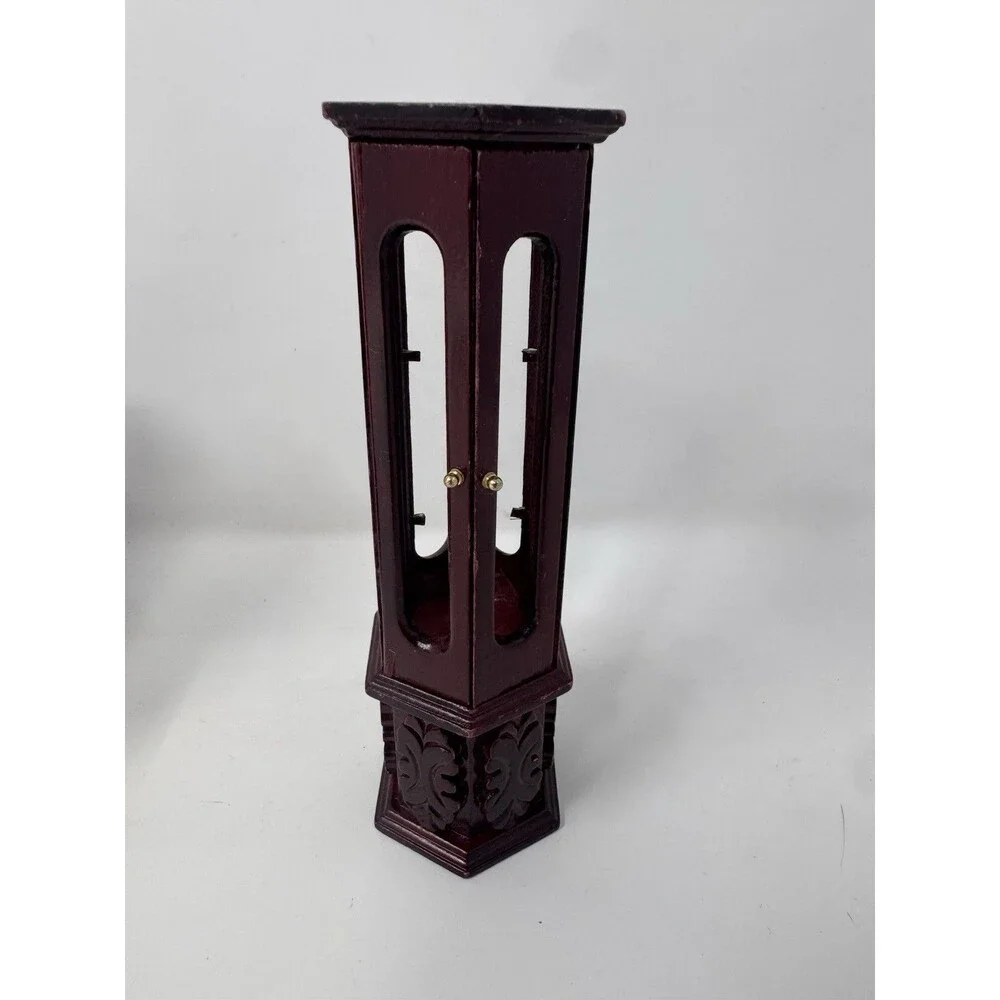 Vintage Dollhouse Wood Furniture Lot Tall Display Cabinet Chairs Hutch
